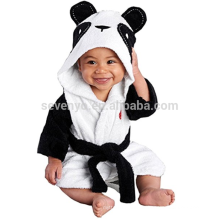 Roupão de bebê Sleepwear Agasalho Engrossar Bonito Dos Desenhos Animados Animal Com Capuz Robe, Adorabl Panda Estilo, 100% Algodão Orgânico